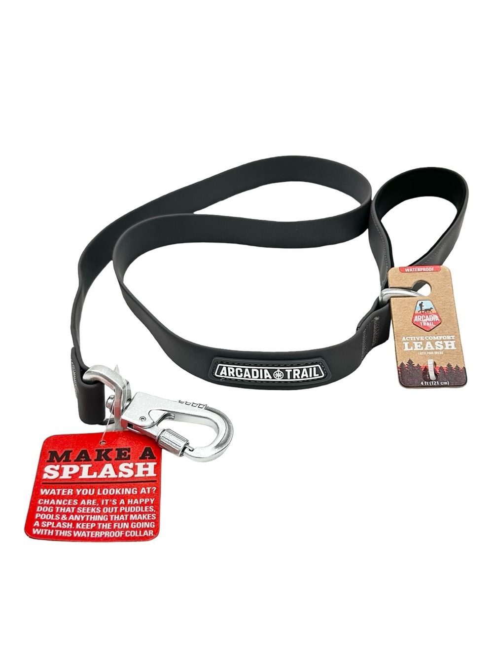 Arcadia Trail Active Comfort Waterproof Dog Leash 4ft Gray NWT